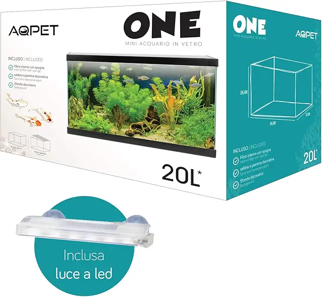 Acquario 20 Litri Nero Completo con LED e Accessori - Funhobby Italia