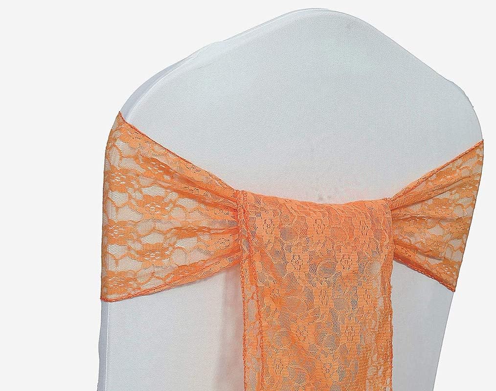 VDS Lace Chair Sashes Chair Cover Back Tie Floral Raschel Vintage Bows Ribbon for Wedding Birthday Graduation Engagement Event Party Banquet Venue Hotel Chair Decoration (25 Pieces) - Champagne