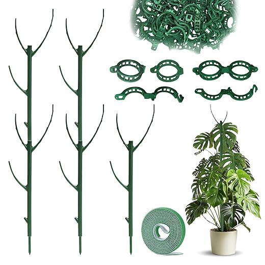 5pack Adjustable Plant Support Pole – Stackable Indoor/Outdoor Support Pole with Clamps, Suitable for Supporting Monstera and Climbing Plants, Garden Accessories, Perfect Replacement for Plant Stakes