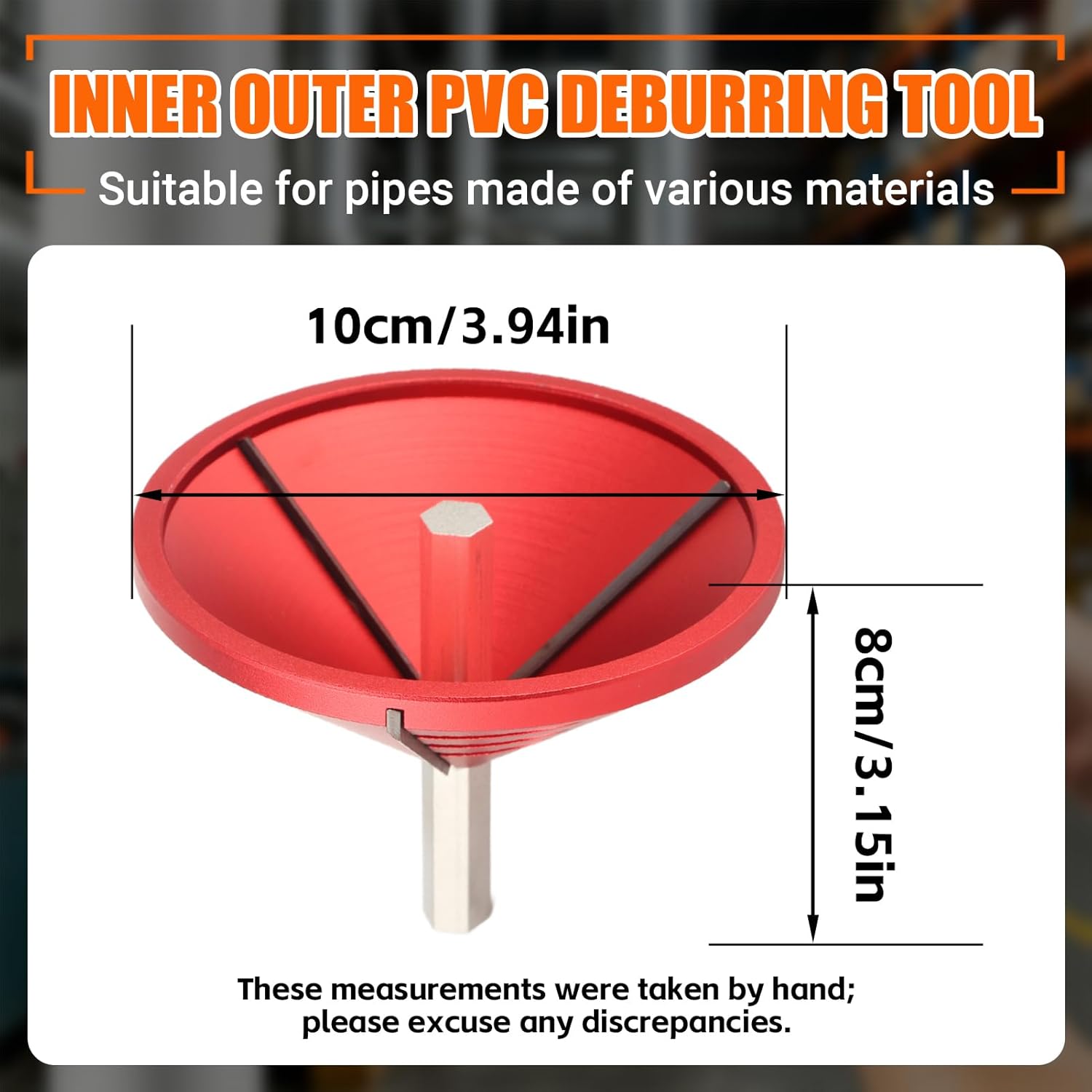 2 in 1 Inner Outer PVC Deburring Tool, PVC Chamfer Tool Pipe Deburring Reamer Plumbing Tool for PVC, CPVC, ABS, PP, PE Pipes with Od 0.92“ to 3.89” and Id 0.75“ to 3.5”