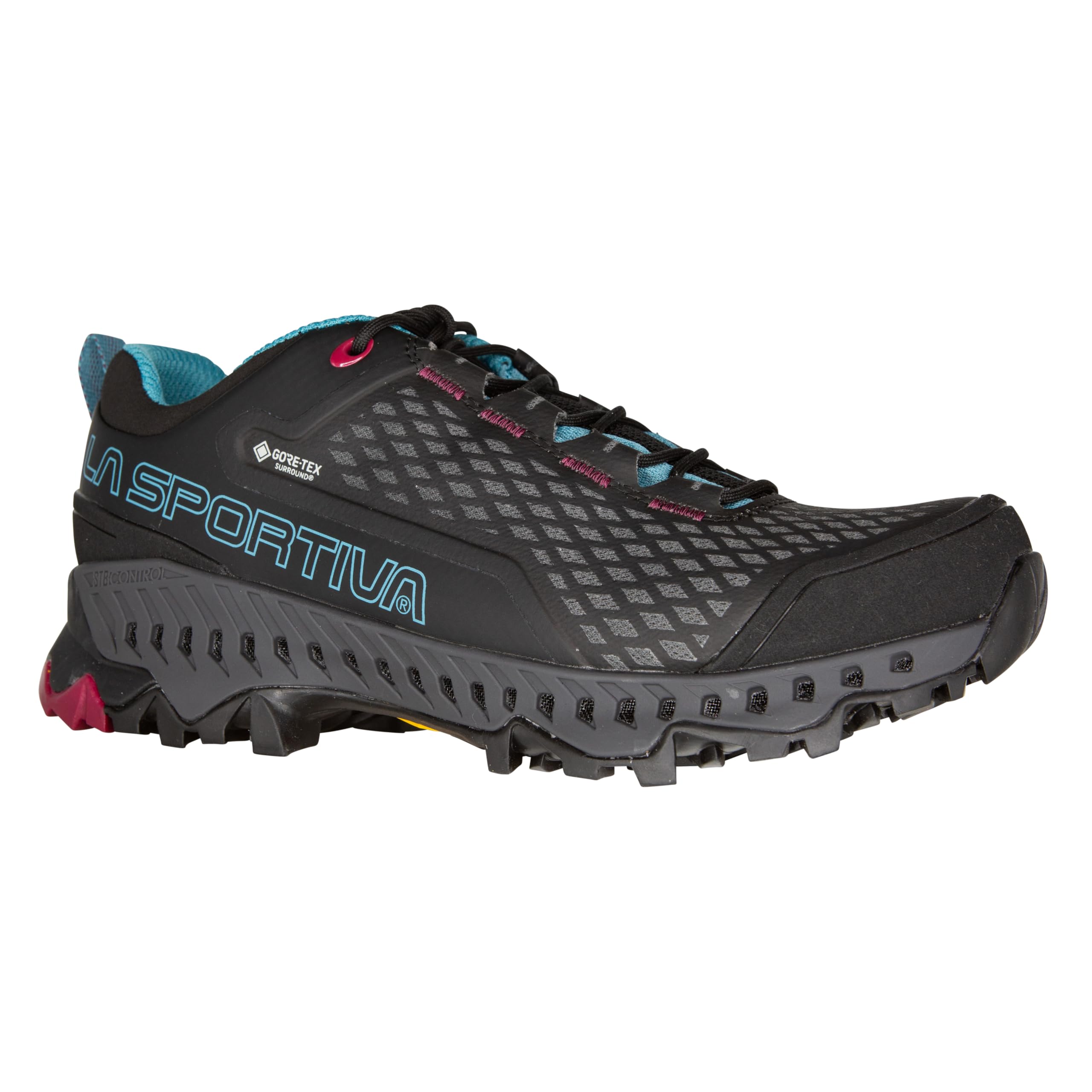 La Sportiva Spire GTX - Zapatos de senderismo impermeables para mujer, Negro/Topacio, 37.5 EU