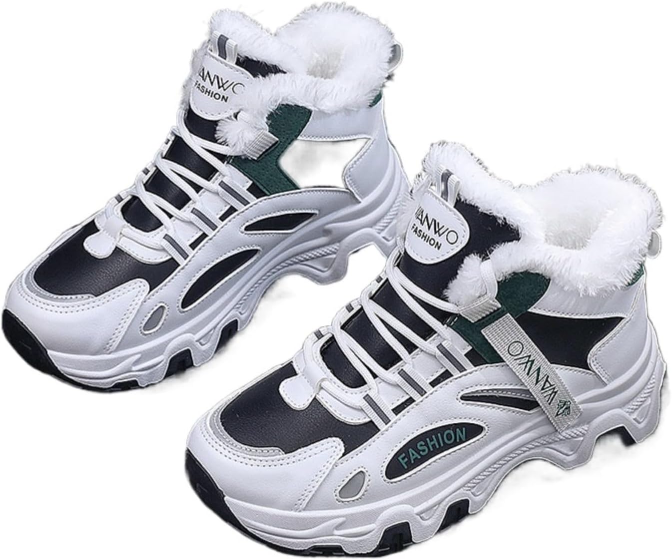 Women's High-Top Casual Sneakers 2025 Thermal Lined Leather-Look Shoes, Anti-Slip Rubber Sole Lace-Up Sneakers for Women