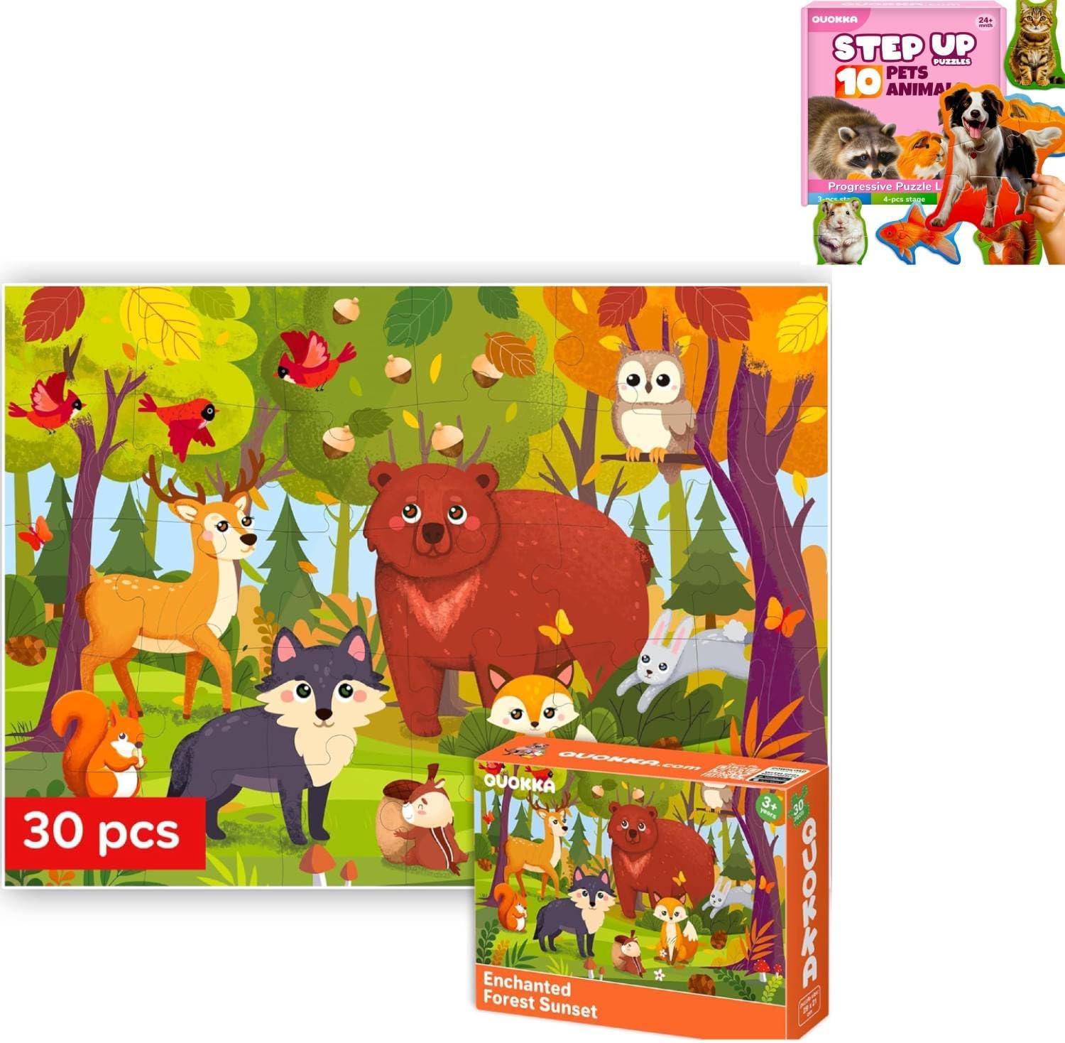 QUOKKA Forest Animals & Pets Step-Up Puzzle Bundle