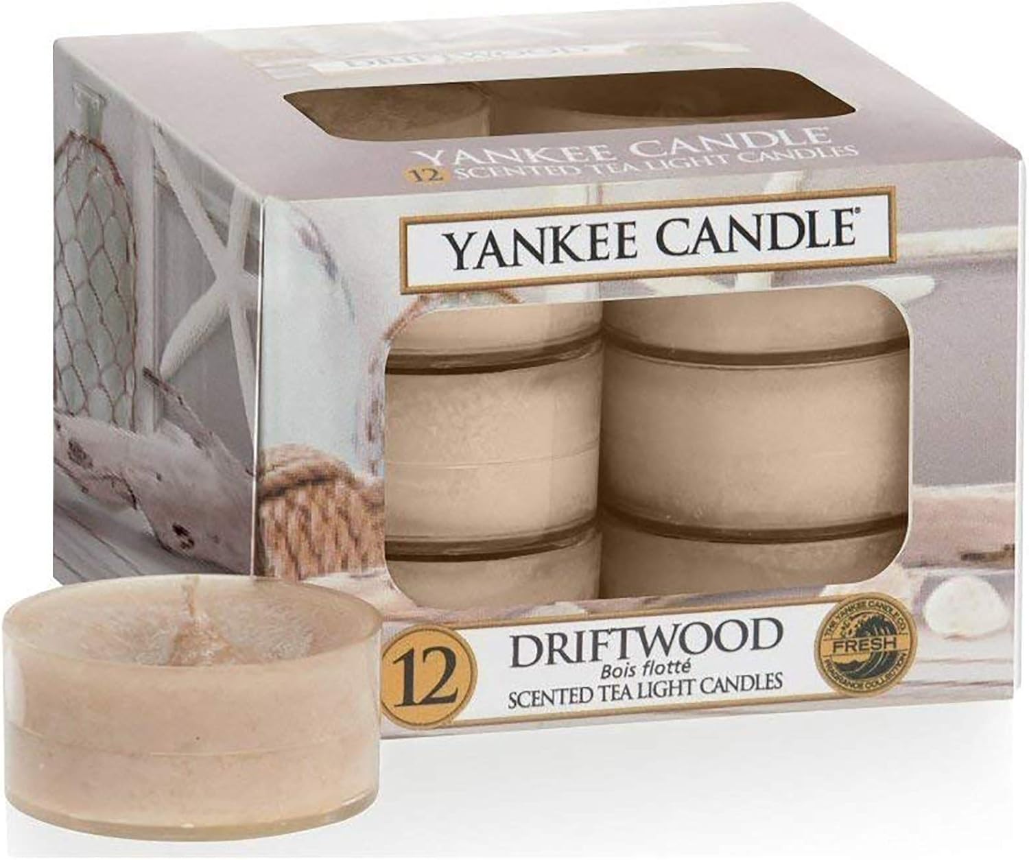Yankee Candle Driftwood Tealight Candles, Brown, 12 Pack