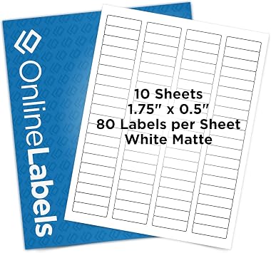 OnlineLabels 1.75" x 0.5" Return Address Labels - White Matte - 10 Sheets