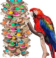 Extra Large Parrot Toys for Macaws, African Grey, Cockatoos - 18" Multicolored Wooden Chewing Bird Cage Toys