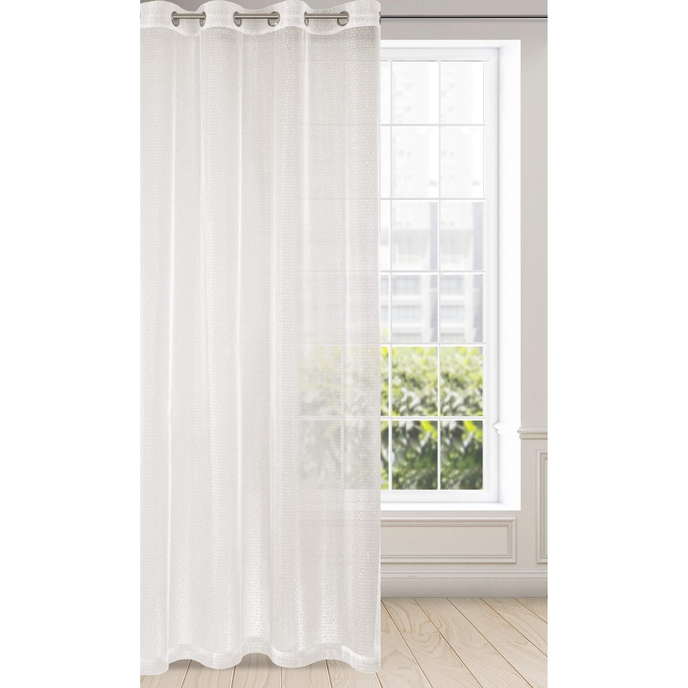 Eurofirany Tenda in lino Optic LIREN con nastro arricciato, 1 pezzo, Eco Boho naturale, per soggiorno, camera da letto, 140 x 270 cm, colore bianco