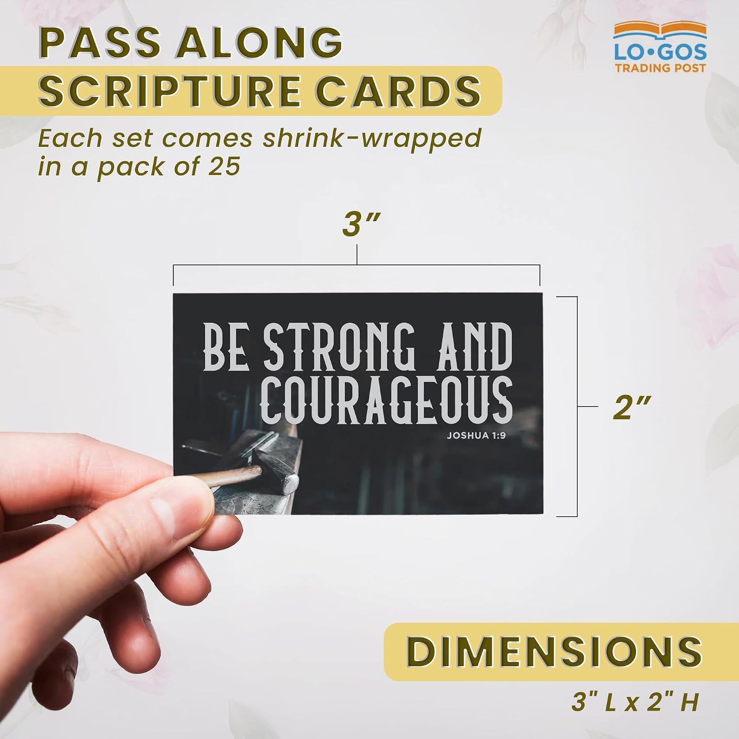 Pass It On Scripture Cards, Iron, Strong and Courageous, Joshua 1:9, Pack of 25 — Inspirational Bible Verse Wallet Cards, Devotional, Bible Study - Small Christian Greetings for Encouragement image 2