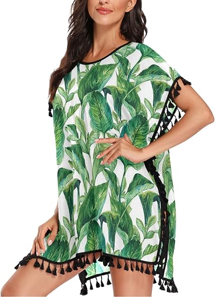 ZzWwR Traje de baño romántico hawaiano para mujer, con borla de gasa