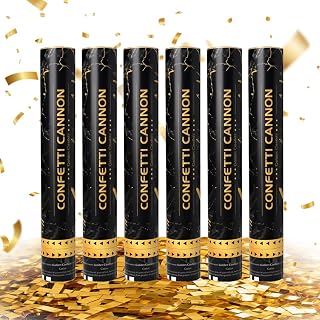 Konfettikanone, 6 Stück Konfettikanone Biologisch Abbaubar, 30cm Konfettikanones Hochzeit, Konfetti Kanone, Party Poppers für Hochzeit, Geburtstag, Weihnachten, Babypartys, Jahrestag