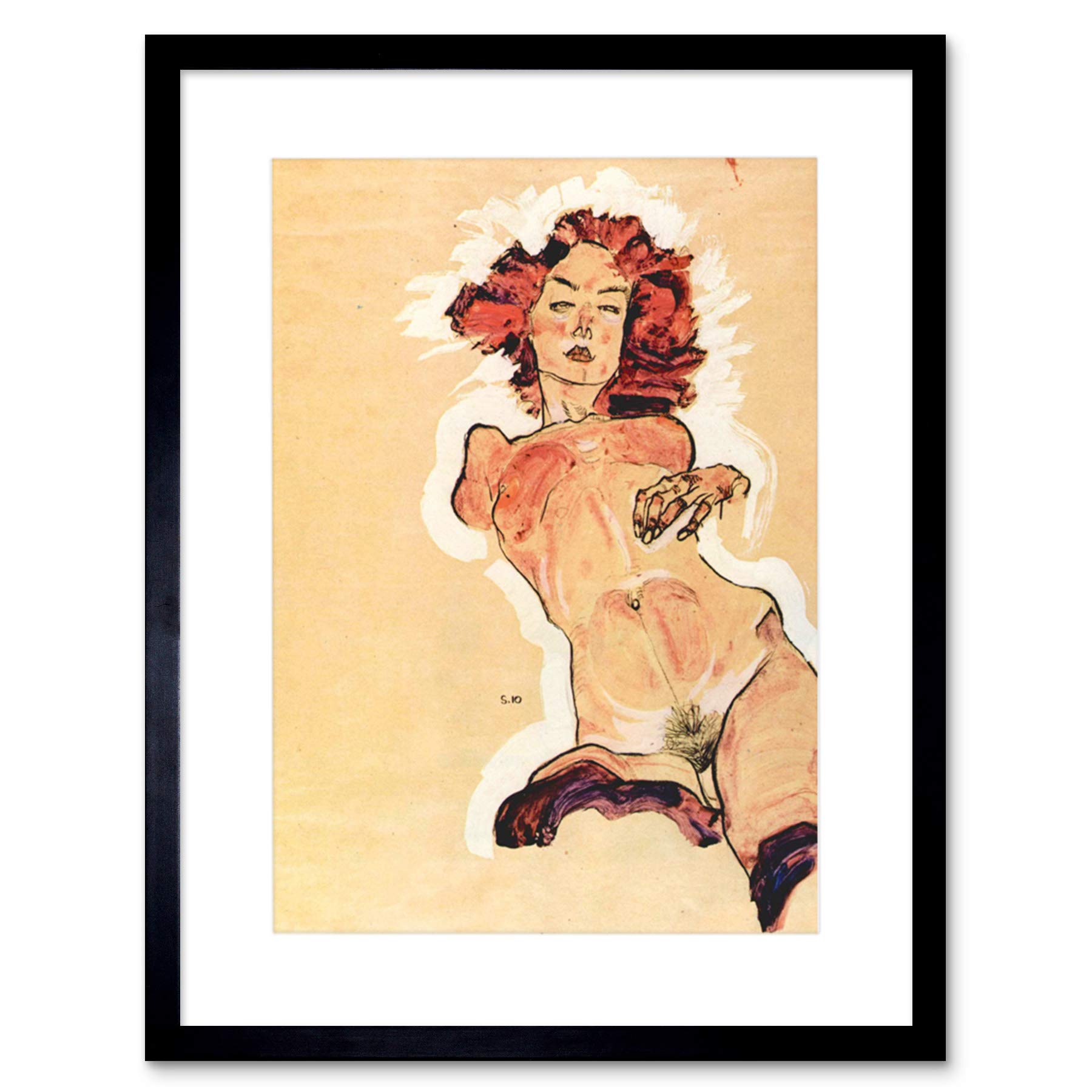 Wee Blue Coo Egon Schiele Female Act Old Master Picture Framed Wall Art Print
