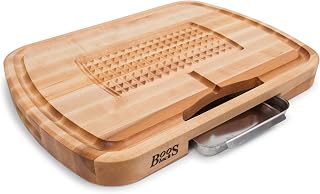 John Boos Block CB1053-1M2418225 Carving Collection Pyramid Design Reversible Maple Cutting Board with Juice Groove and Pan, 24 Inches x 18 Inches x 2.25 Inches