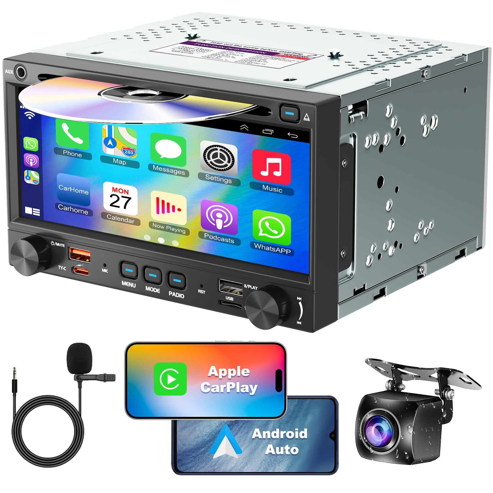Amazon.com: Double Din Car Stereo CD DVD Player with Wireless