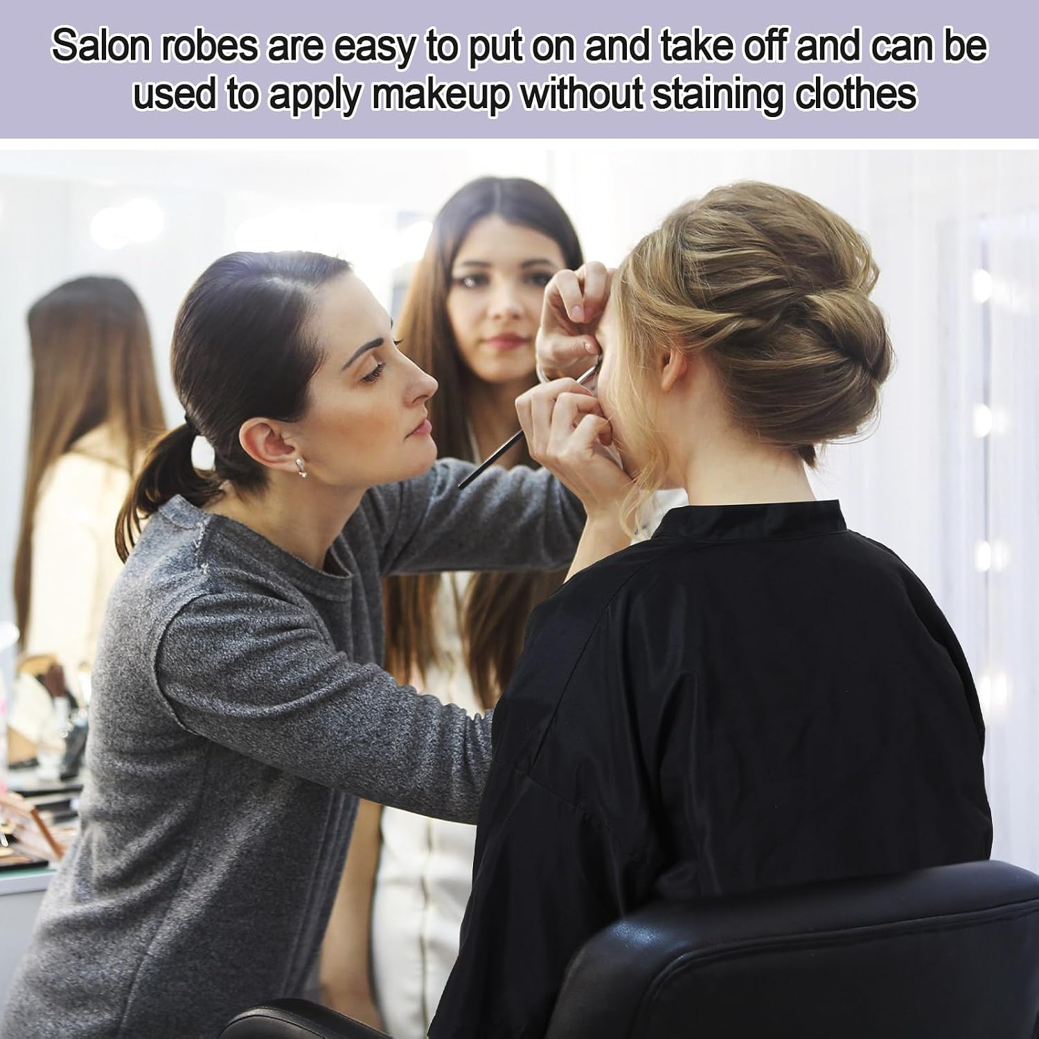Syhood 2 Pieces Salon Robes Smock for Clients Waterproof Hairdressing Gown Salon Cape (2 Pockets)