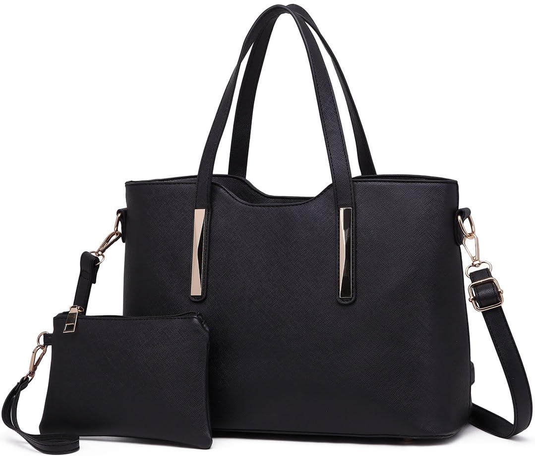Women's Handbag, Fashion Ladies Top Handle 2-Piece Tote & Shoulder Bag PU Leather