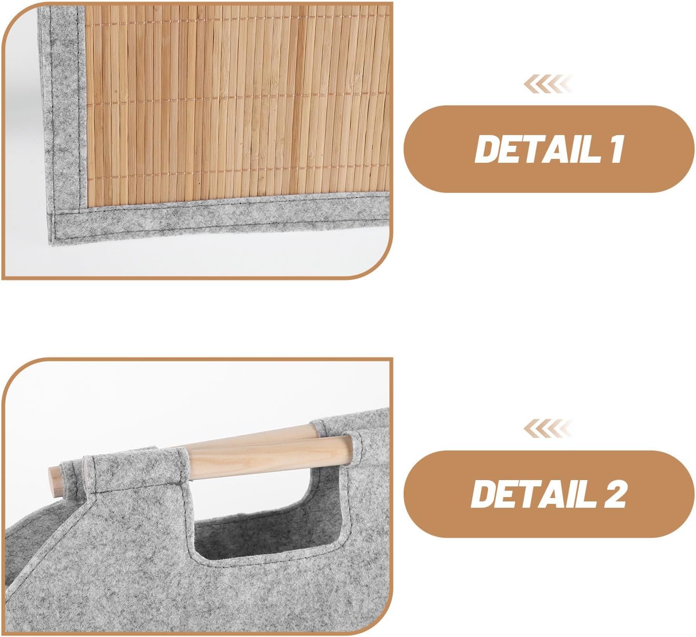 Felt Storage Basket with Bamboo Wooden Handles Collapsible Organizer