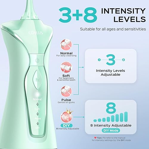 Miniatura 4 de COSLUS Flosser dental de agua para dientes 4 modos inalámbrico portátil 300ML tanque más grande limpiador de dientes de agua IPX7 impermeable hilo