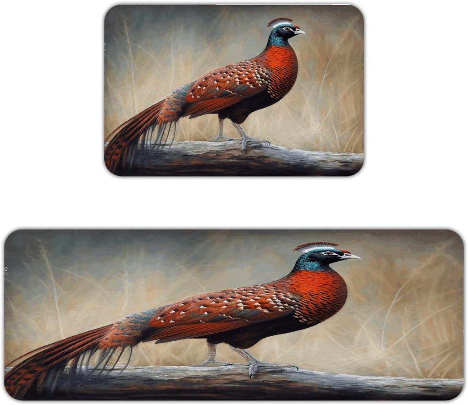 Red Pheasant Kitchen Mat Washable Non Slip Rugs Soft Kitchen Mats for Floor Set of 2 PCS Cushioned Absorbent Runner Standing Rugs for Home Sink Laundry Office