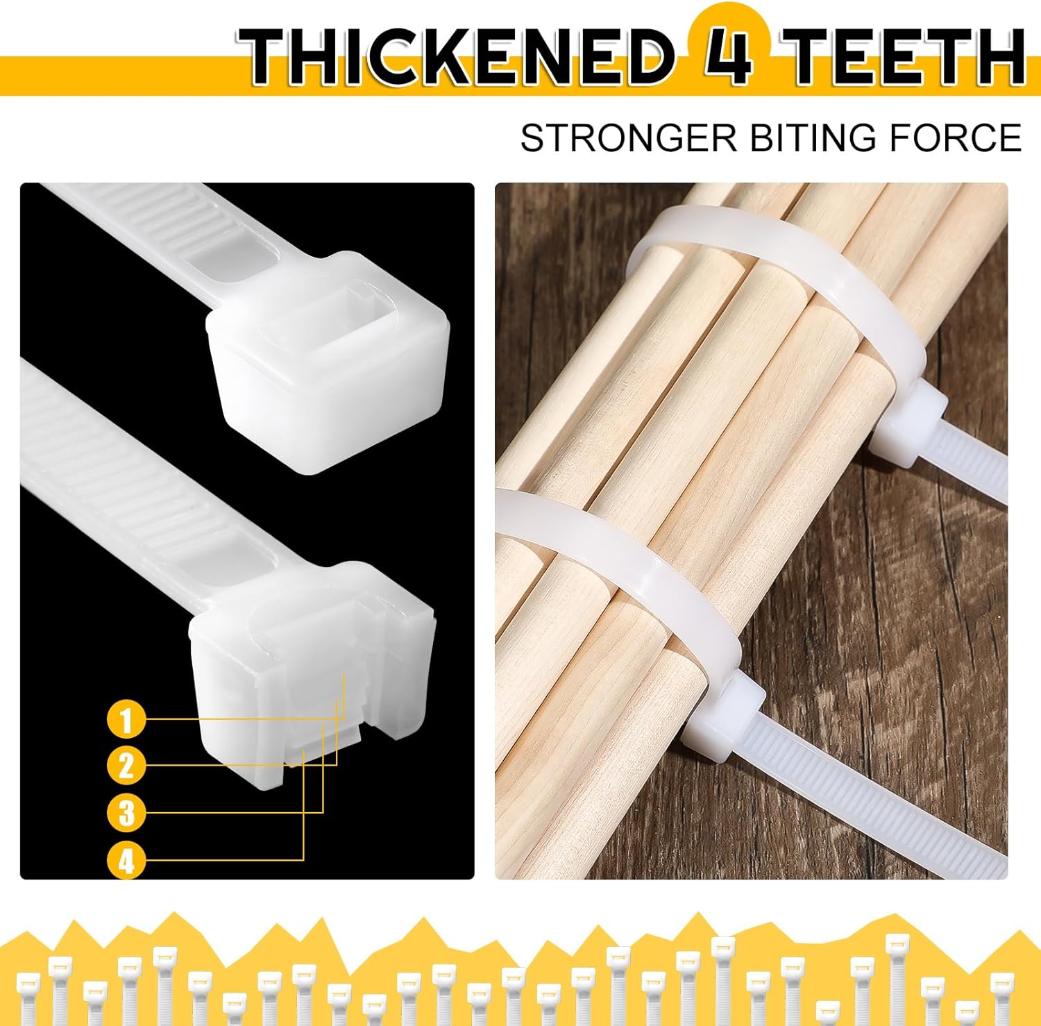 XunYee 48 Pcs 60 Inch Large Zip Ties Heavy Duty Outdoor Extra Large Zip Ties Extra Long Cable Wire Plastic Ties with 176 Pounds Tensile Strength Self Locking UV Resistant (White)