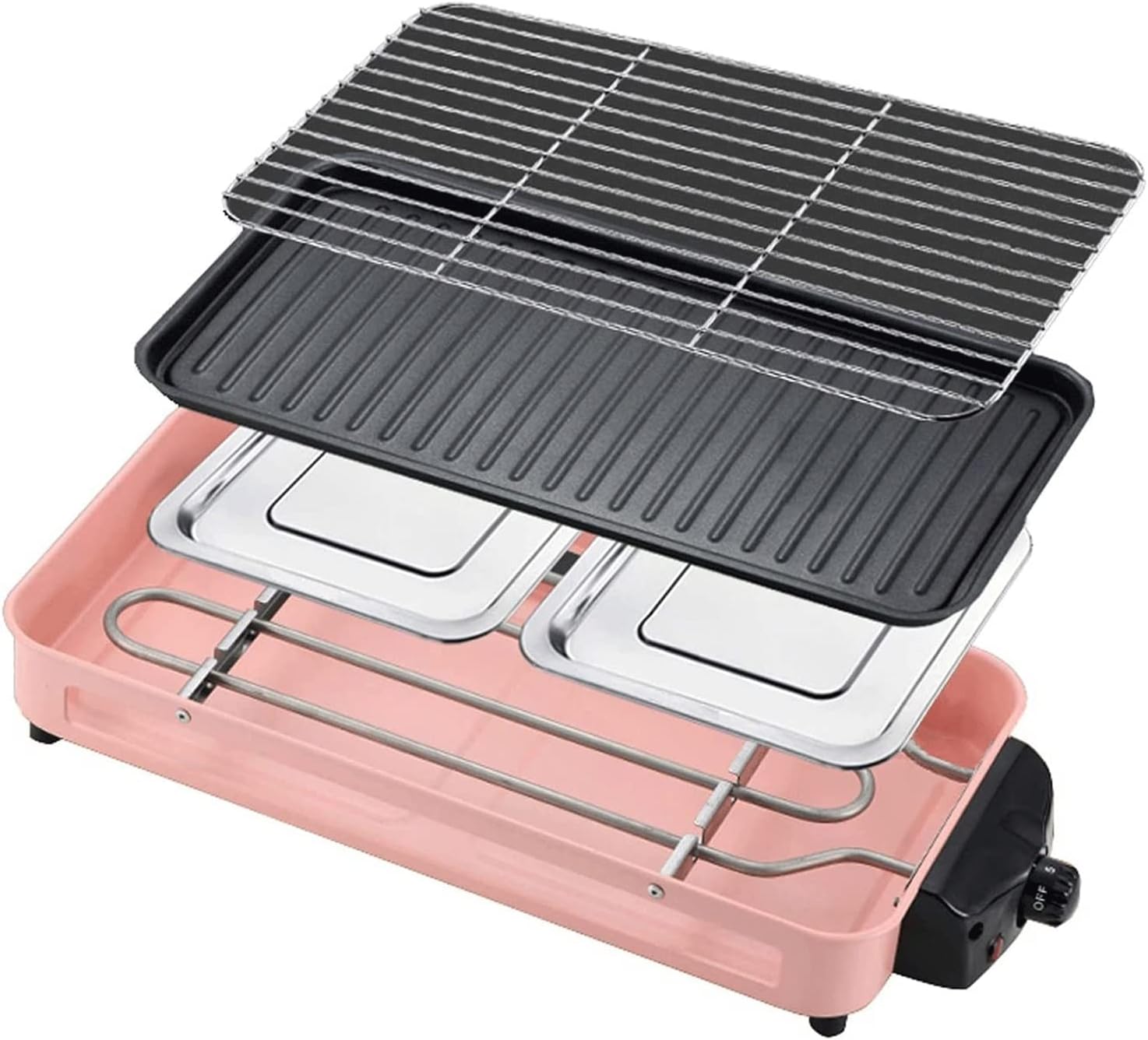 Smokeless Electric Indoor Removable Grill,Electric Grill,Tabletop Grill,Multifunction Nonstick Barbecue,for Parties and Family Gatherings Barbecue(Size:Baking Net+Baking Tray) ()
