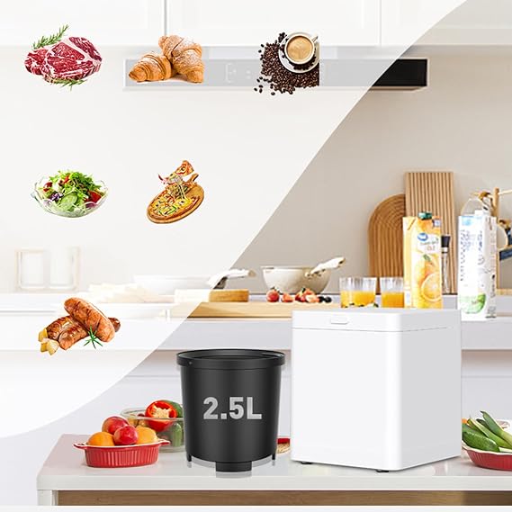 Electric Kitchen Composter, 2.5L Large Capacity Odorless Smart Compost Bin, with Updated Grinding Blade, Scrap Food Waste To Dry Compost for Plants