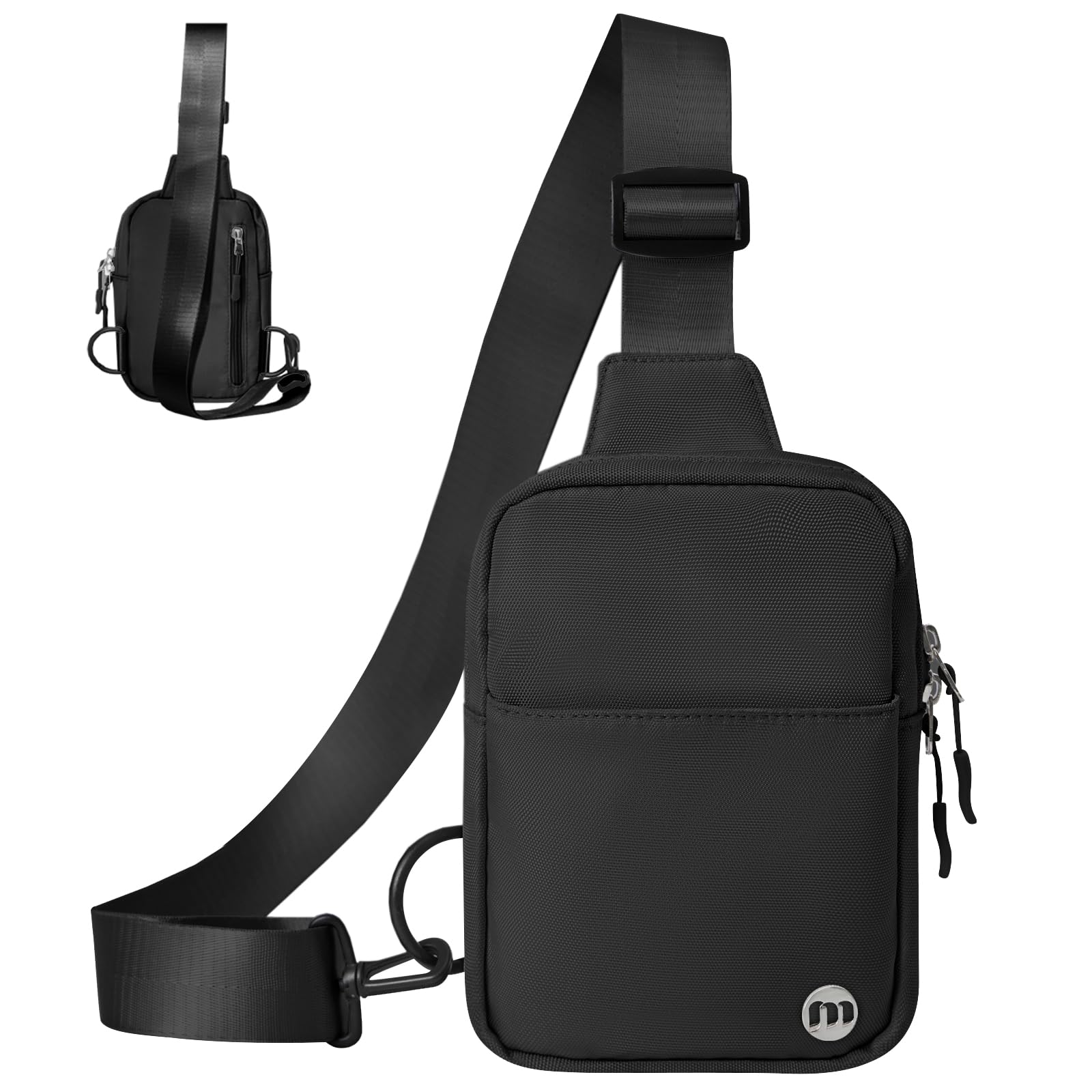 Crossbody Sling Bag with 5 Storage Compartments Multiple Card Slots Magnetic Buckle Black