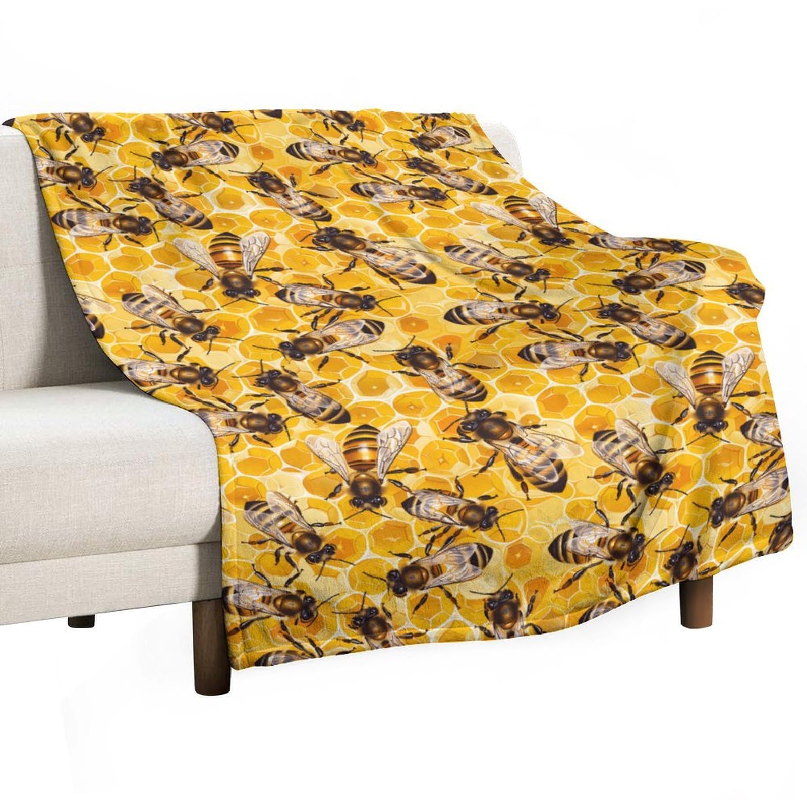Cgsbngha Style Ho-Neys-Bees Hive Flannel Fleece Blanket Lightweight Soft Throw Blankets For Sofa Couch Bed Chair