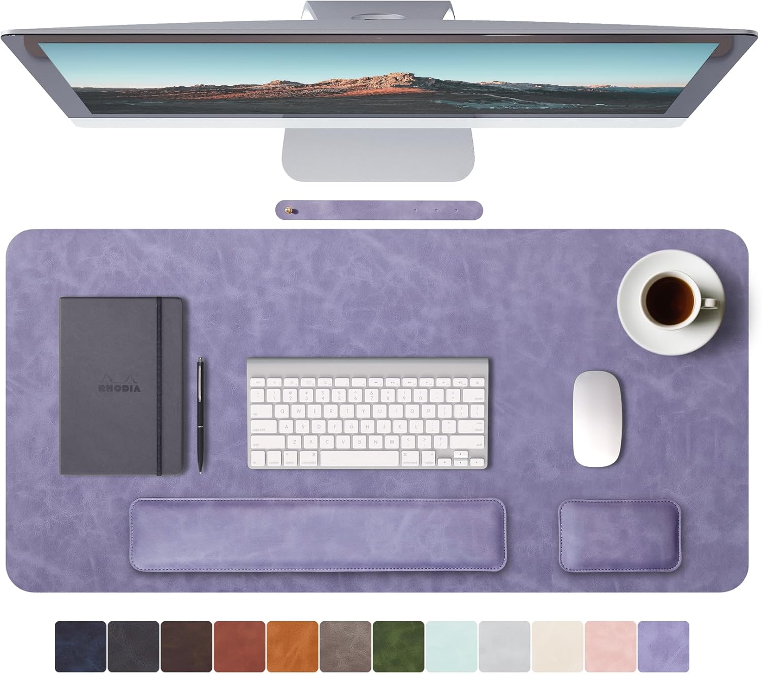 RENMTURE Large Mouse Pad and Keyboard Wrist Rest, Desk Pad for Keyboard and Mouse, Large Gaming Mouse Pad with Wrist Support, Desk Mat for Work and Gaming (Purple)