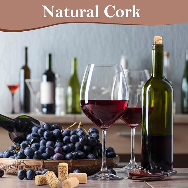 MXTIMWAN Lot de 25 bouchons de liège pour bouteilles de vin, bouchons en liège réutilisables, liège naturel pour vin ou décorations de création de bricolage et d'artisanat - 5