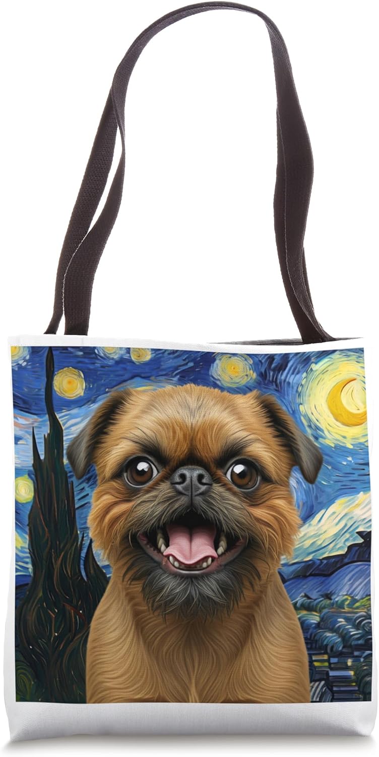 Brussels Griffon Starry Night Dog Lover Gift Tote Bag