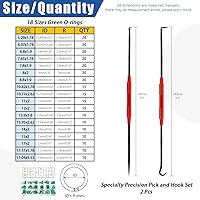 Vista 2 de Glarks 270 piezas de 18 tamaños de junta tórica de goma verde con 2 piezas de mini selección de precisión especial y kit surtido de ganchos