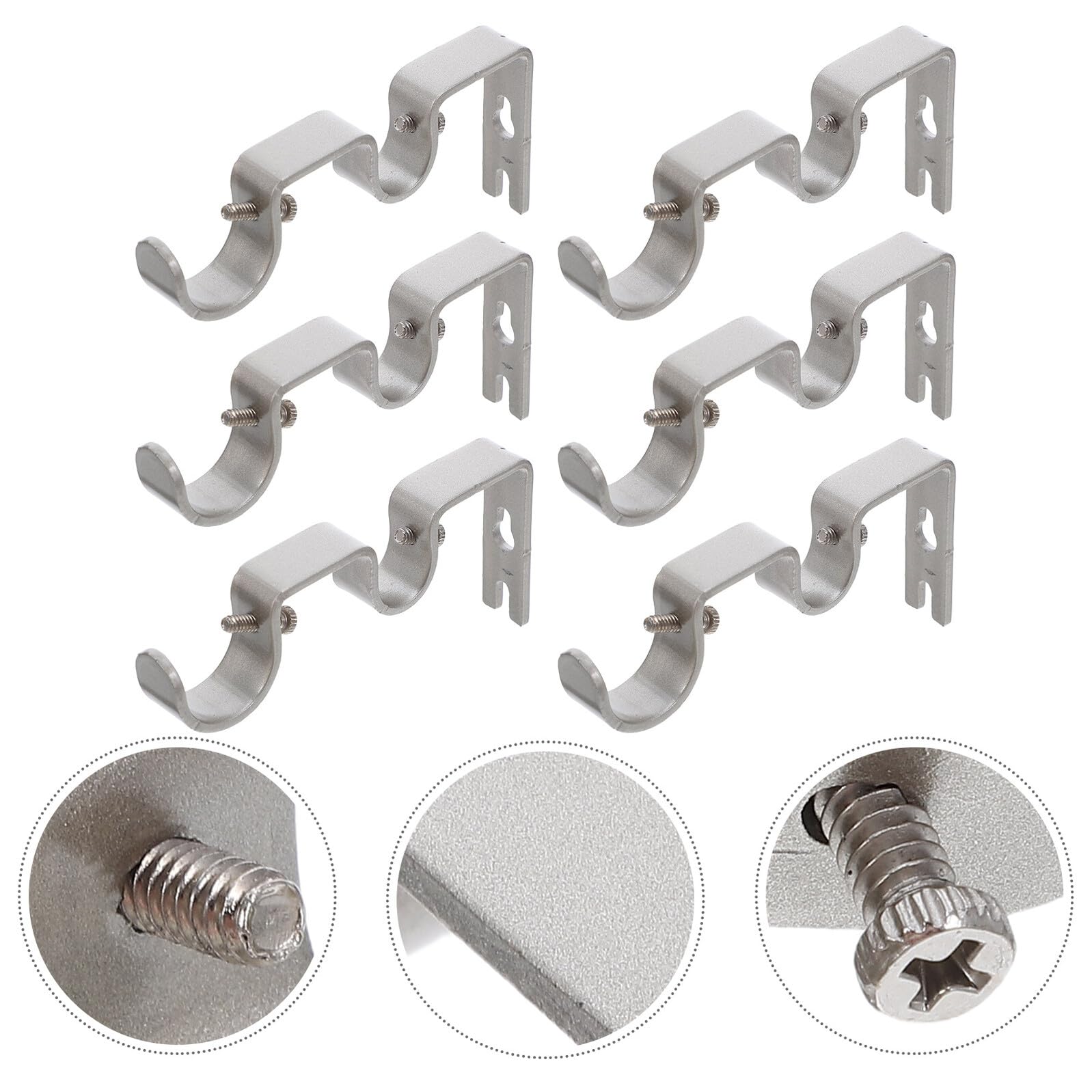 Artibetter Support Central de Tringle à Rideaux, Lot de 6, Fer Argenté