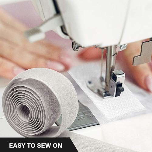 Miniatura 6 de LOVEETA Gancho y lazo para coser para tela, total de 28 rollos de cierres de costura, tiras blancas y negras, cinta entrelazada no adhesiva para