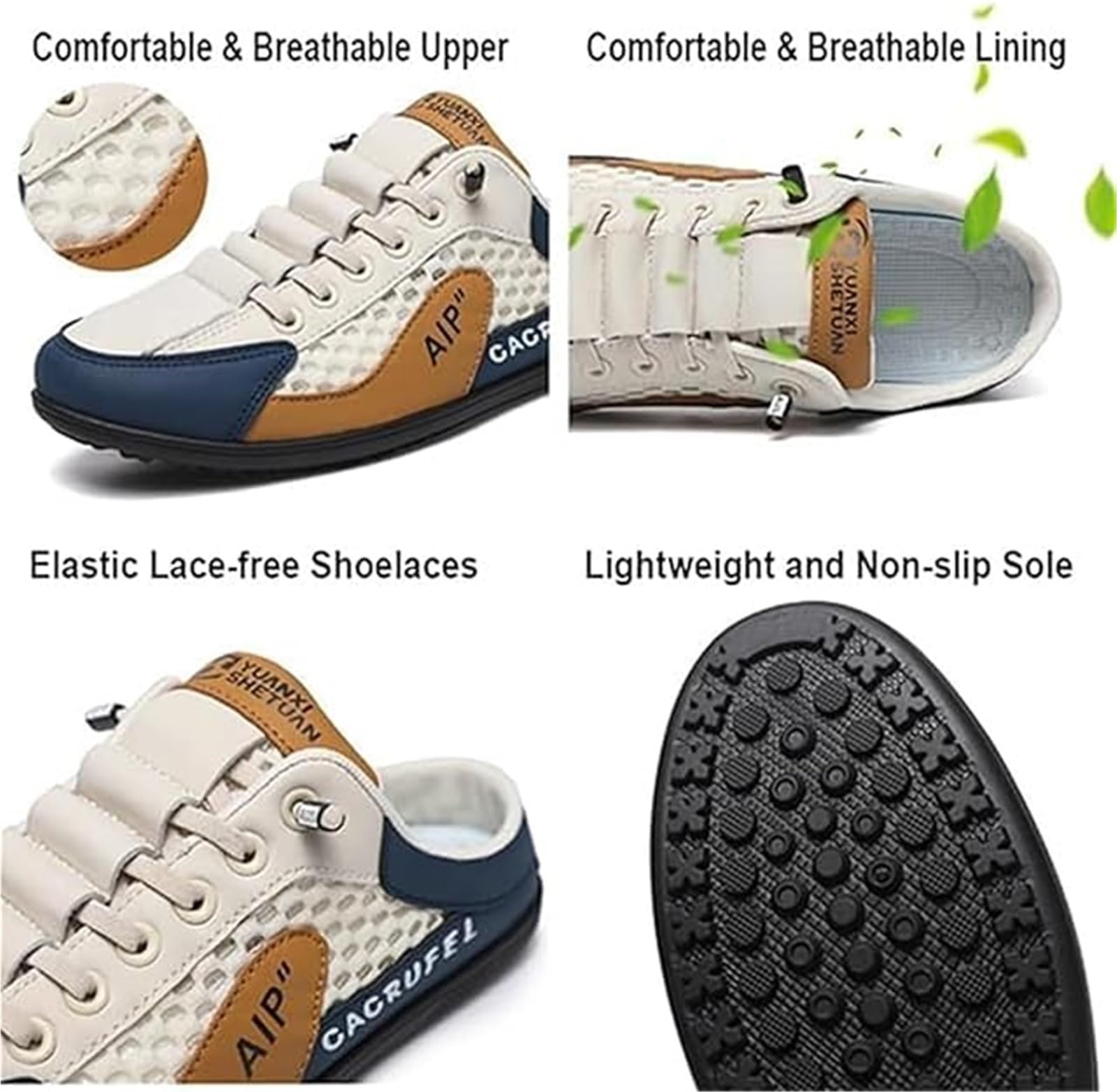 Pumio Pantofole sportive estive da uomo slip-on, scarpe slip-on da uomo senza schienale, scarpe da ginnastica senza schienale in rete traspirante, sabot
