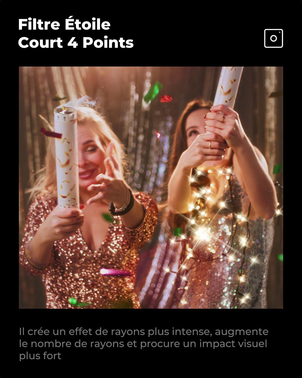 K&F CONCEPT Filtre Étoile 4 Points 77mm Effet Star Court et 3 Chiffon | pour Photo de Nuit d'environnements Lumineux ou Bijoux,Nano-revêtement,Verre optique,Cadre CNC Antidérapant,K Série,FE307