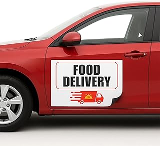 Food Deliivery Car Magnet Sign by DC | Flexible Car Magnetic Sheets with Adhesive Backing | 18"x24" Bumper Magnet Sticker for Vehicles, Trucks & Business Advertising Signs | 2 PC | Made in USA