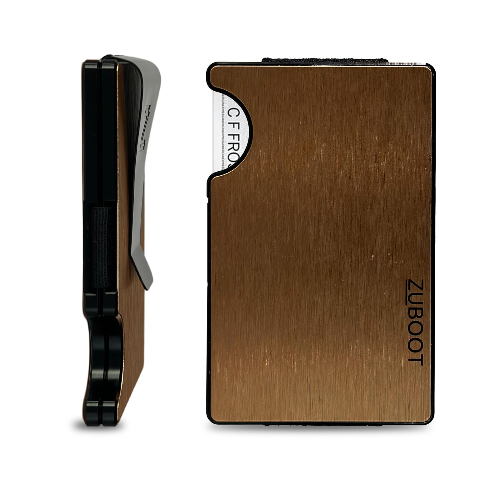 Slim RFID Wallet for Men - Minimalist Frotn Pocket Metal Wallet with Cash Clip and AirTag Holder - Lightweight & Durable Card Holder (Copper, Cash