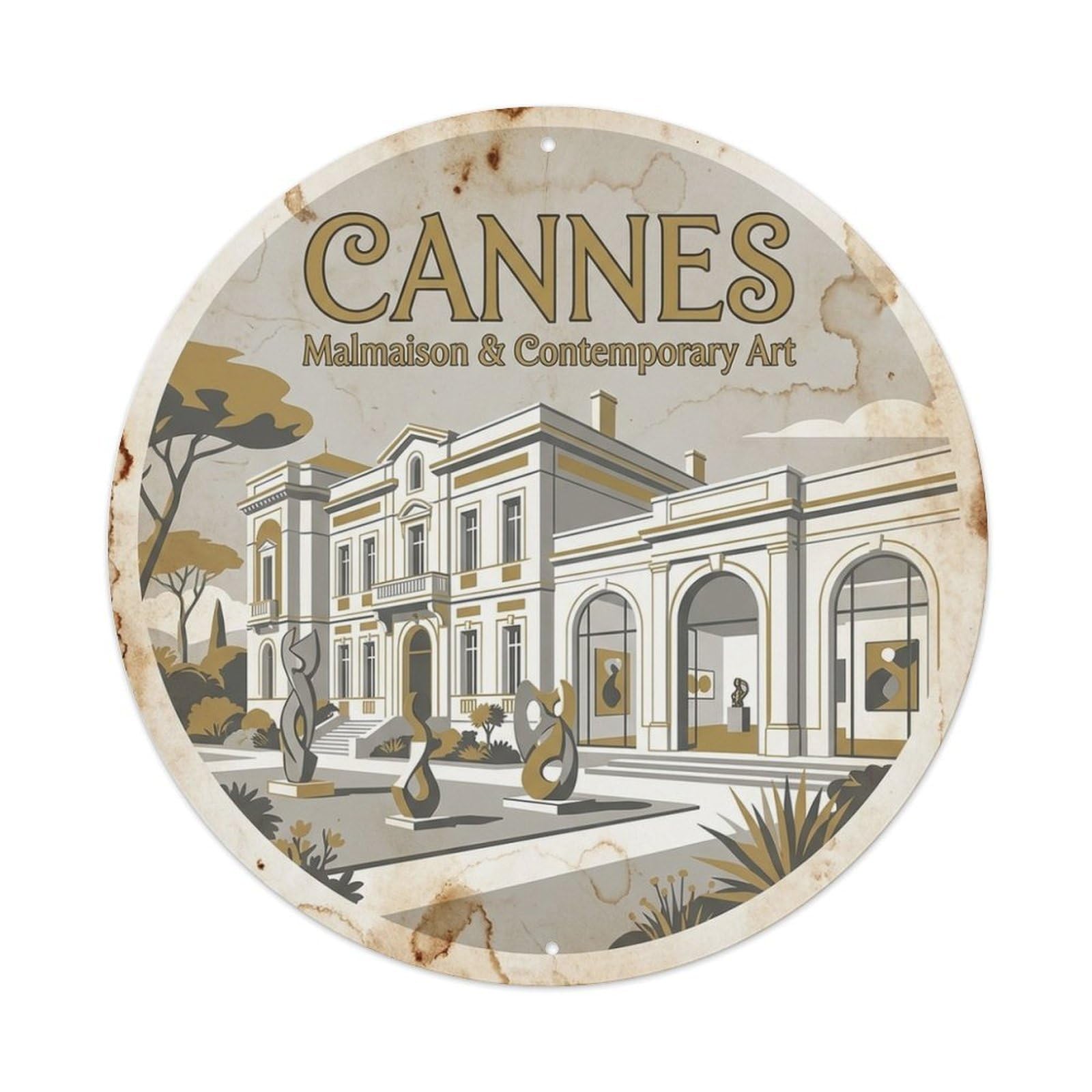 Cannes Riviera Modern Museum Contemporary Art Travel Metal Tin Sign