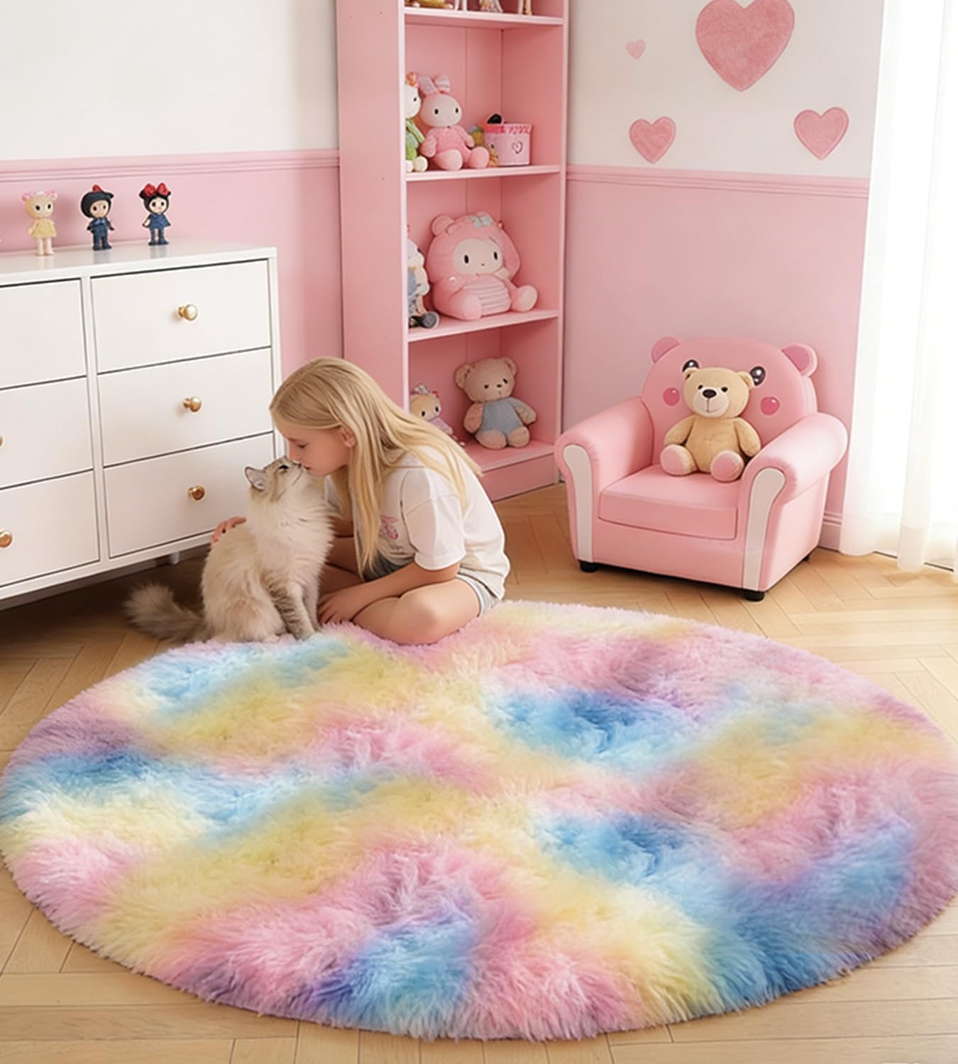 ROHATIM puha kerek szőnyeg szivárvány