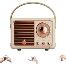 Retro Bluetooth Speaker, Wireless Mini Bluetooth Speaker Radio Support USB/TF Card/AUX, Vintage Decor, Retor Decor for Kitchen Desk Bedroom Office, Birthday Gifts for Women Men Teens, Beige