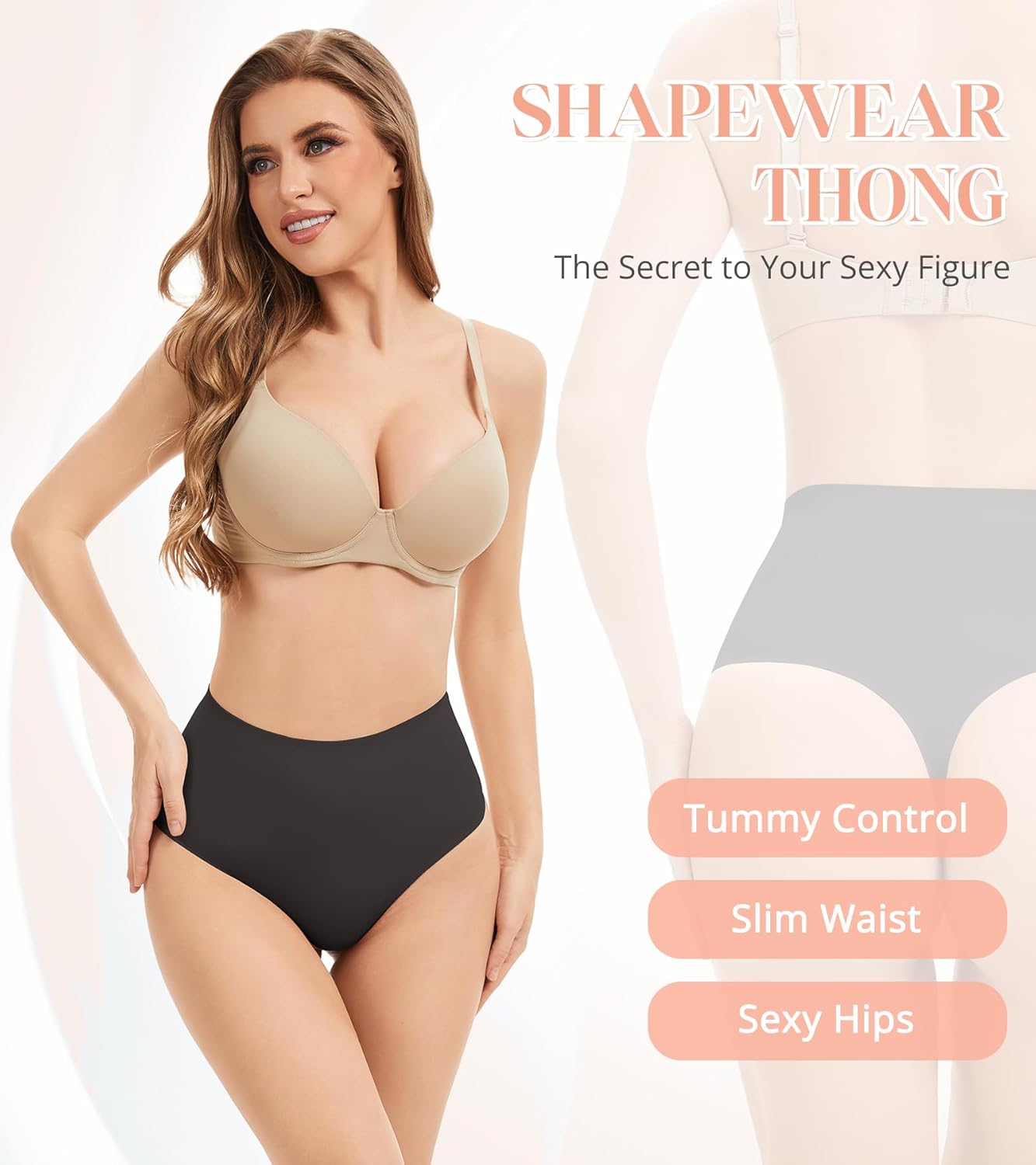 Thong Shapewear Tummy Control Underwear for Women Mid Waist Seamless Body Shaper Thong Panties Shaping Underwear - Image 2