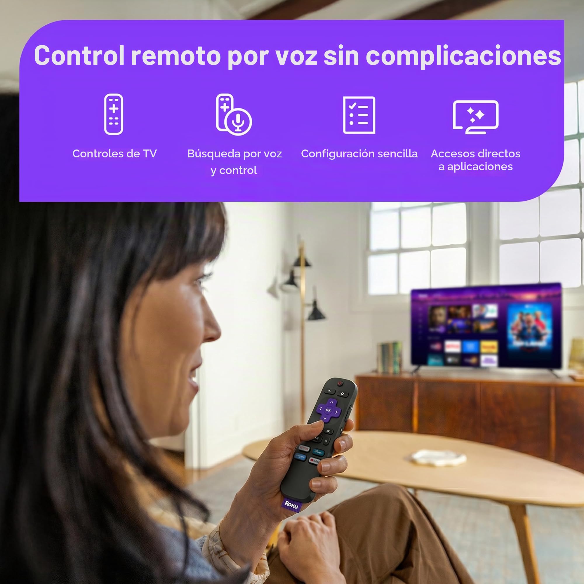 Roku Streaming Stick HD 2025: Dispositivo de transmisión Roku para TV con Control Remoto de Voz, TV Gratis y en Vivo