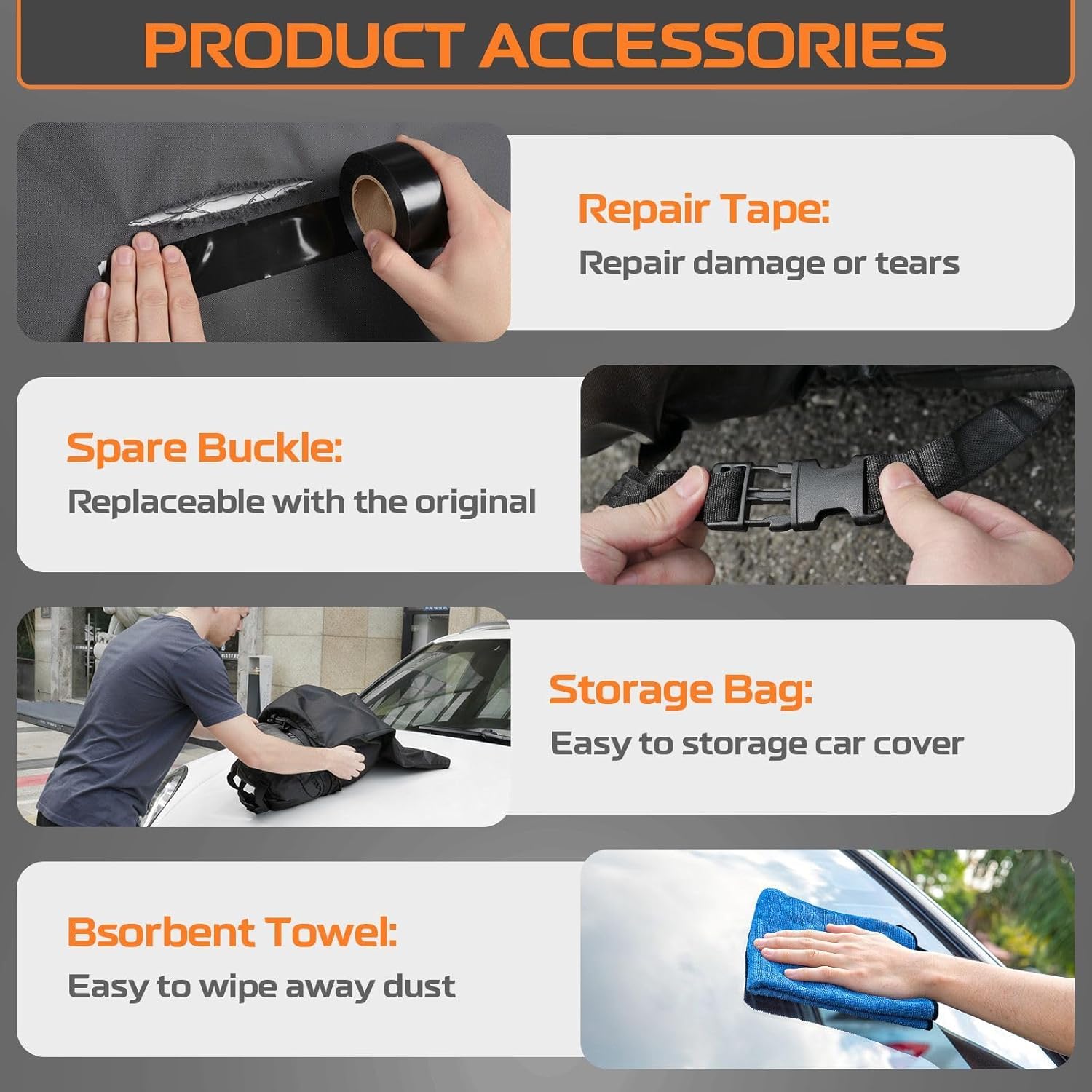 Kayme Telo Copriauto da Esterno, Copertura per Auto Impermeabile Anti UV Vento Antipolvere con Salvietta. Compatibile con Audi Q5, X3/X4, GLC, Model Y, RAV4 Etc. (SUV/4x4 da 465 a 485 cm)