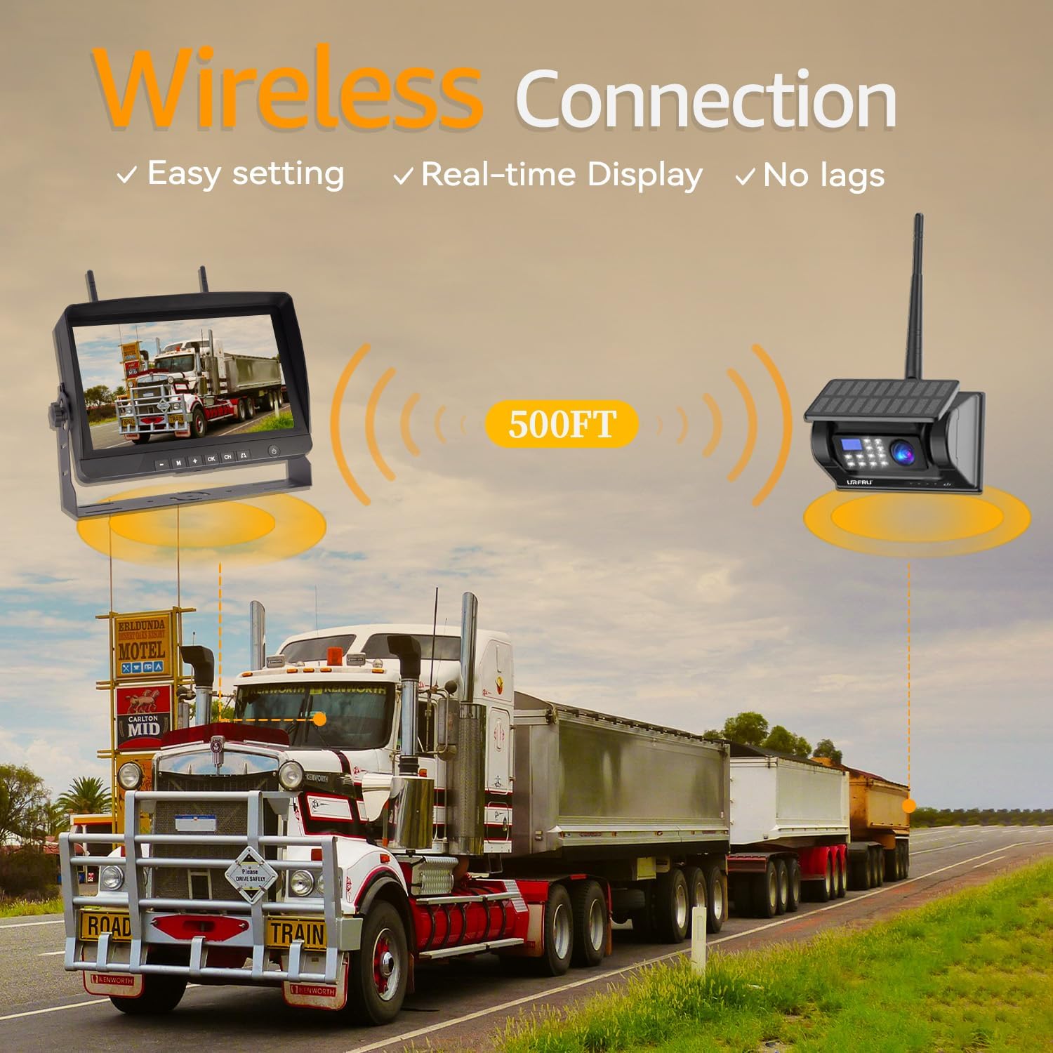 Wireless Backup Camera for Car Truck RV Pickup, Magnetic Install, Solar Power, 9-inch HD Big Screen, Waterproof IP 69, Infrared Night Vision, for All-Scenario Moniting - Stables, Trailers, etc