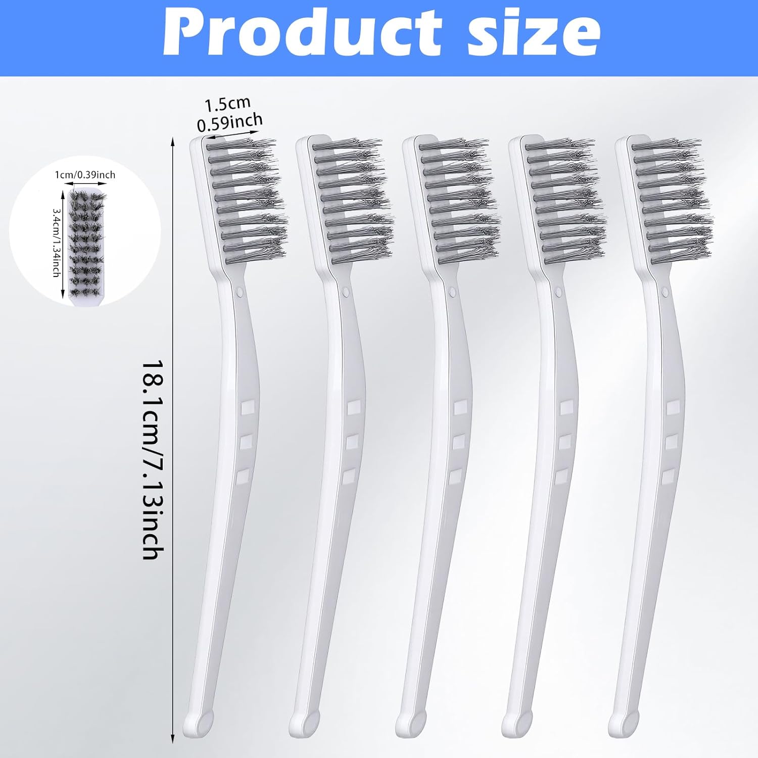 5PCS Stainless Steel Small Wire Brushes Shimmeroo Heavy Duty Reinforced Bristle Cleaning Brushes 18cm White Handle Wire Brush for Kitchen Industrial Use Walnut Carving Gaps Rust Removal Polishing
