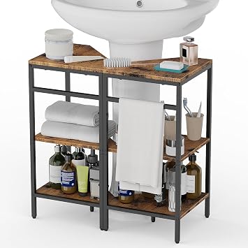 CADUKE Pedestal Sink Storage, 2 Pack Bathroom Under Vanity Storage Shelf