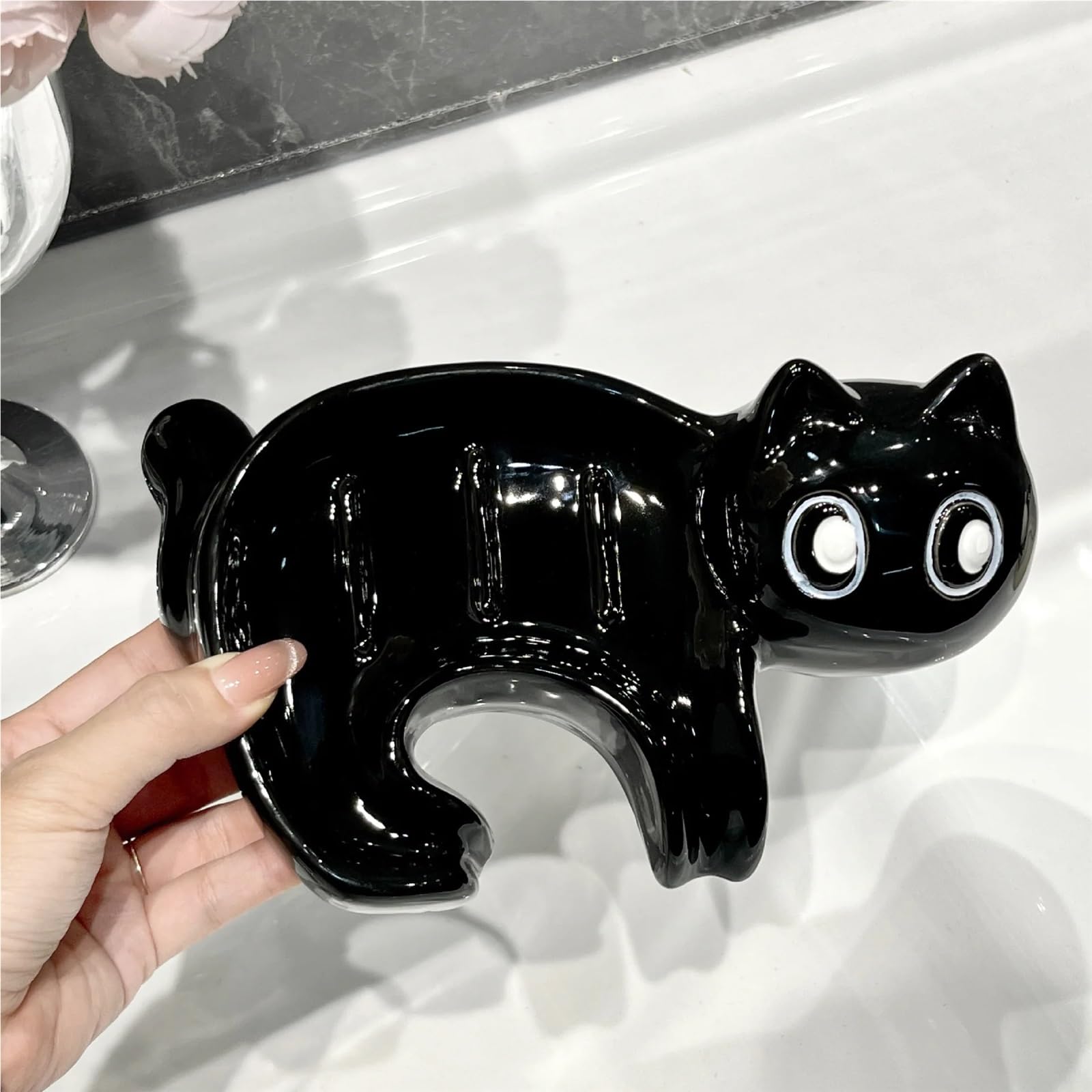 Jabonera con Forma de Gato, cerámica Lisa, for baño, Accesorios, decoración del hogar para BañO, Cocina, Esponjas