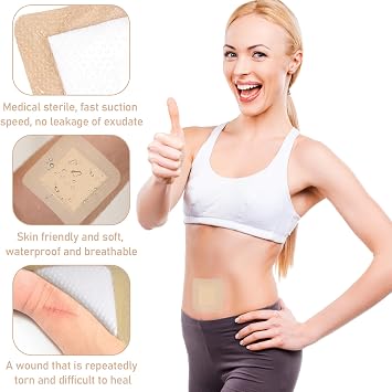 6PCS Silicone Foam Dressing for Wounds with Border, Small Dressings 5 x 5cm