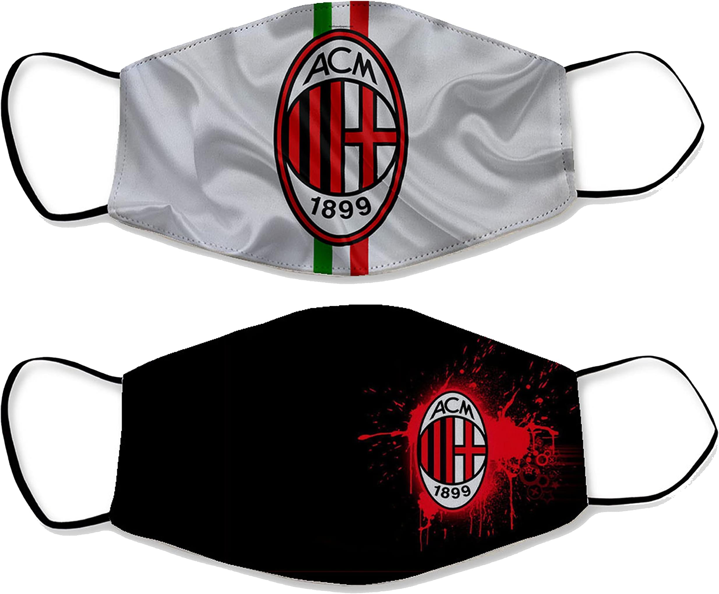 HEARTLINE AC MILAN FC (set of 2) protective COTTON 2 layer Reusable face mask unisex ds6