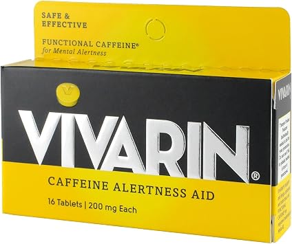 Vivarin, Caffeine Pills, 200mg Caffeine in Each Tablet, Safely and Effectively Helps You Stay Awake, Alertness Aid, Energy Supplement, 16 Tablets - 2 Pack